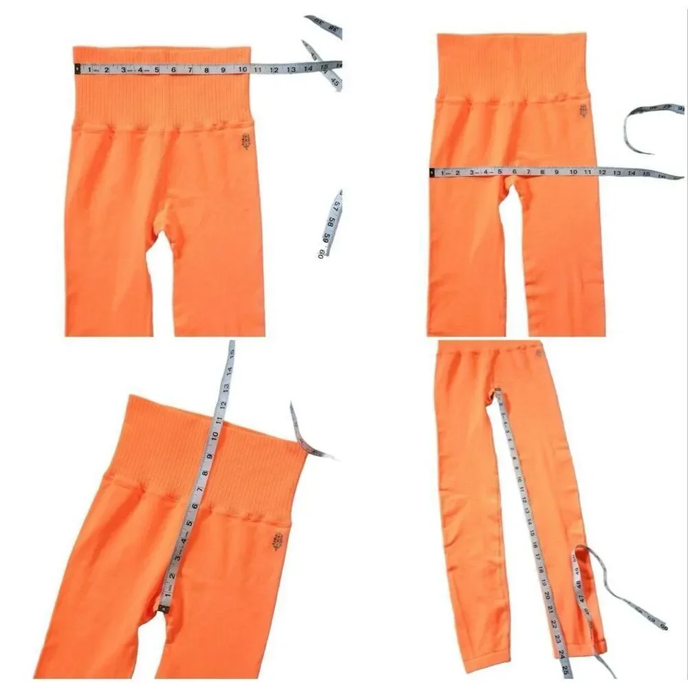 Free People Movement Good Karma Leggings & Square Neck Bra Set Neon Orange XS/S